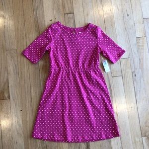 Old Navy girls short sleeve, pink polka dot dress, size small (6-7) NWT
